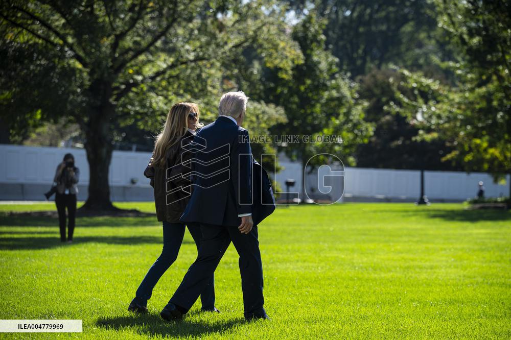 President Trump Departs The White House For Navy Celebration - DC
