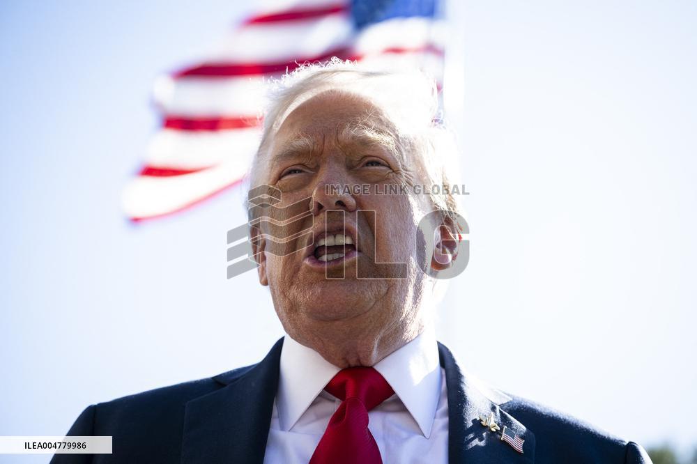 President Trump Departs The White House For Navy Celebration - DC