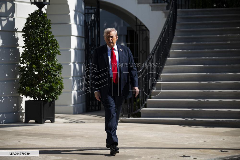 President Trump Departs The White House For Navy Celebration - DC