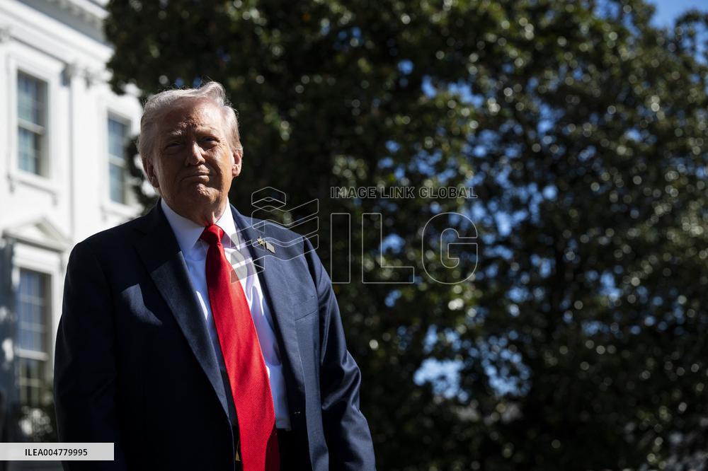 President Trump Departs The White House For Navy Celebration - DC