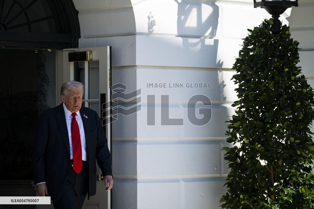 President Trump Departs The White House For Navy Celebration - DC