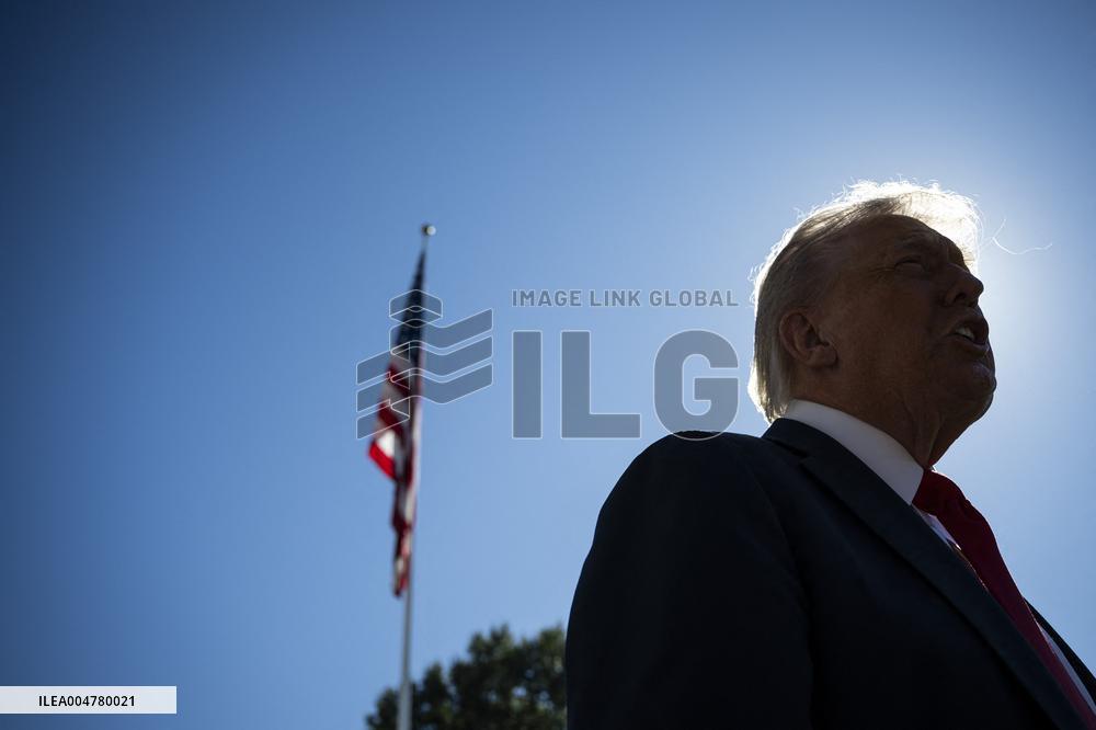 President Trump Departs The White House For Navy Celebration - DC