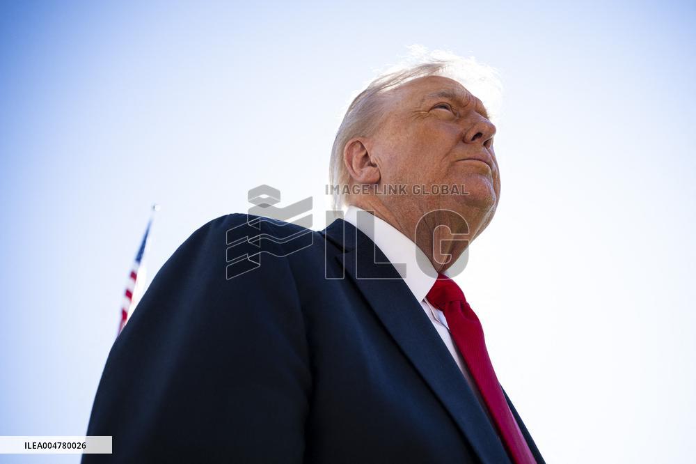 President Trump Departs The White House For Navy Celebration - DC