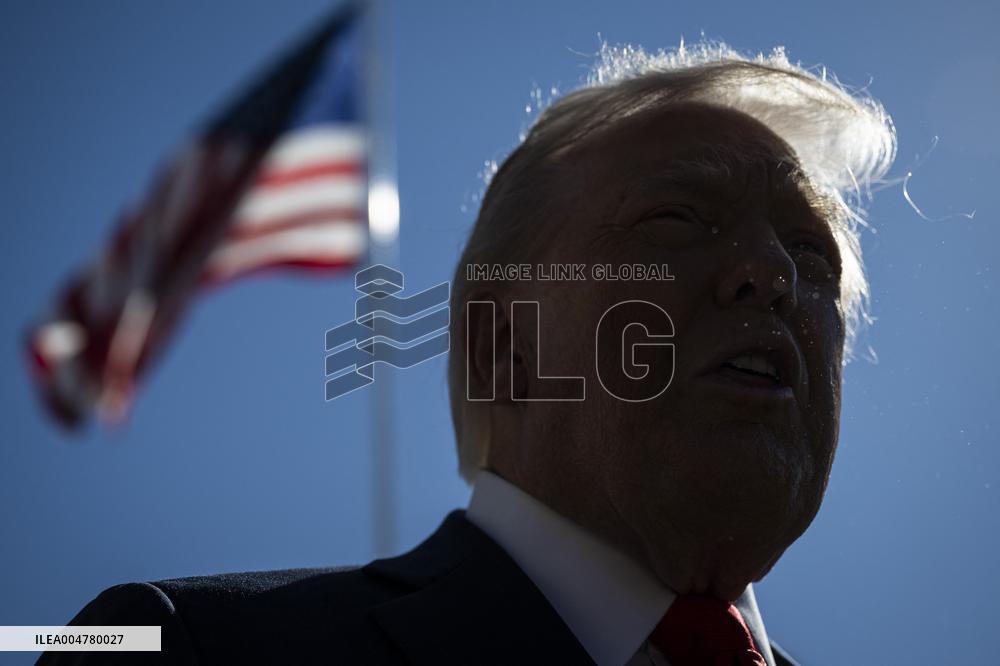 President Trump Departs The White House For Navy Celebration - DC