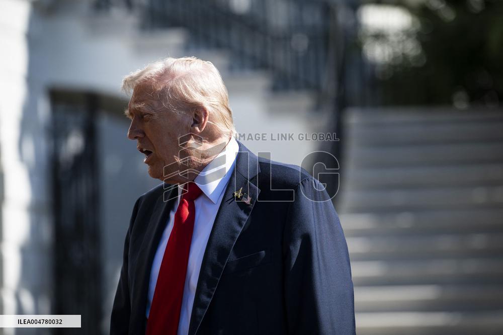 President Trump Departs The White House For Navy Celebration - DC