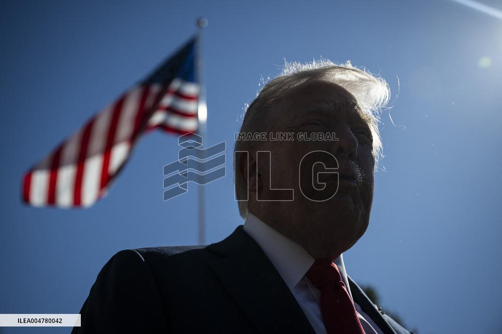 President Trump Departs The White House For Navy Celebration - DC