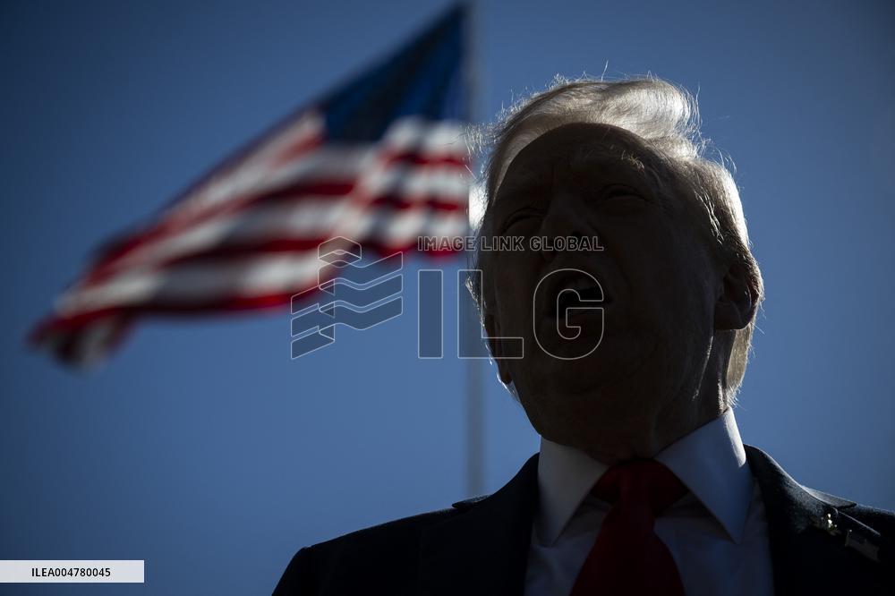 President Trump Departs The White House For Navy Celebration - DC