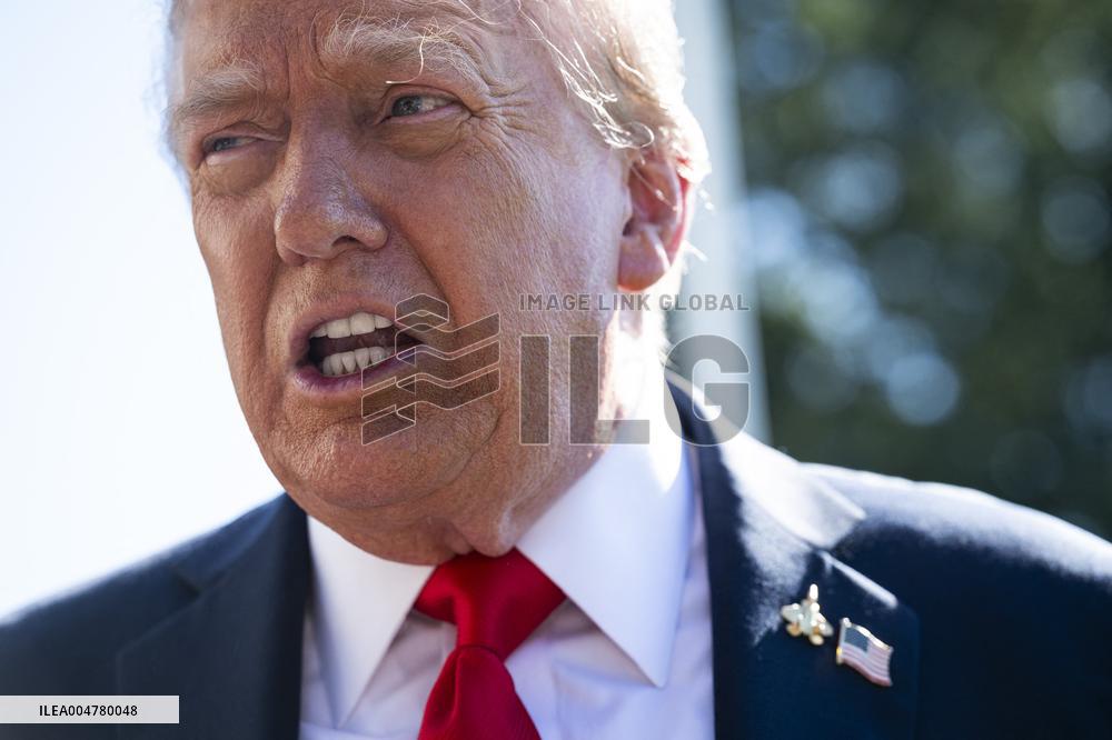 President Trump Departs The White House For Navy Celebration - DC