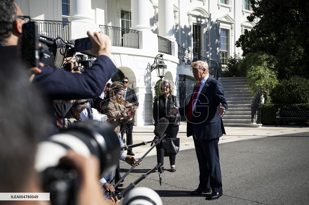 President Trump Departs The White House For Navy Celebration - DC