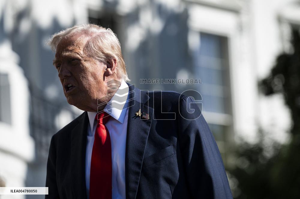 President Trump Departs The White House For Navy Celebration - DC