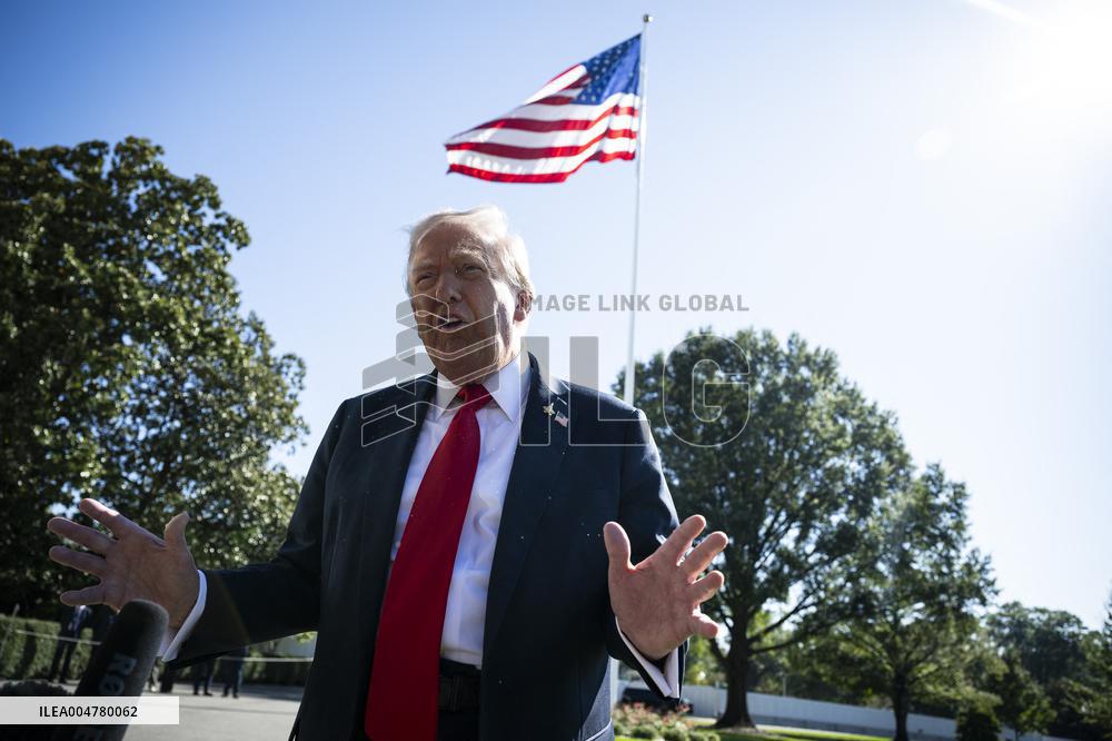President Trump Departs The White House For Navy Celebration - DC