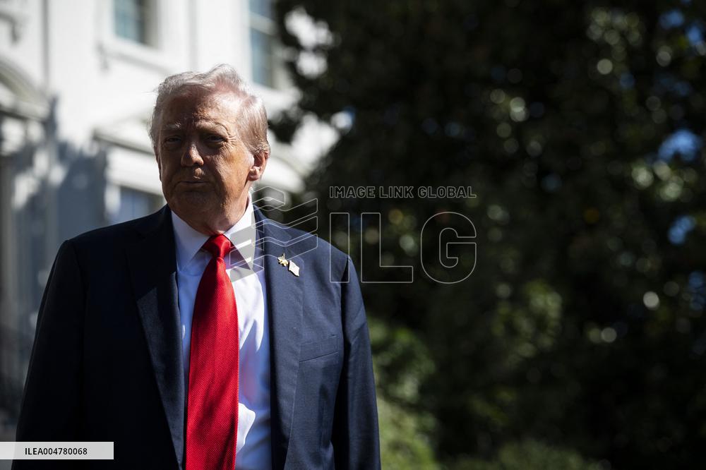President Trump Departs The White House For Navy Celebration - DC