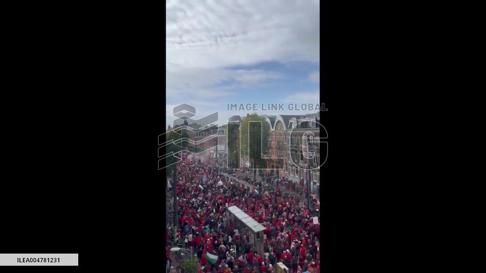 Netherlands: ‘Red Line’ Protest Demands Sanctions Against Israel in Amsterdam