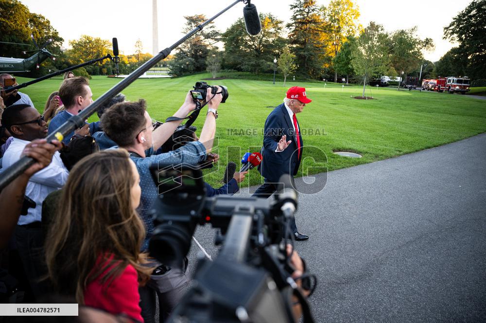 President Trump Speaks To Members Of The Media - DC