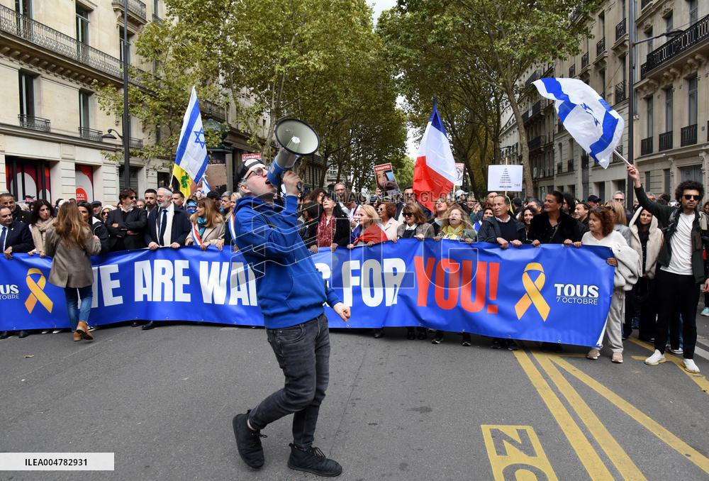 The Tous 7 Octobre Association Organizes A March For Hostages Held By Hamas - Paris