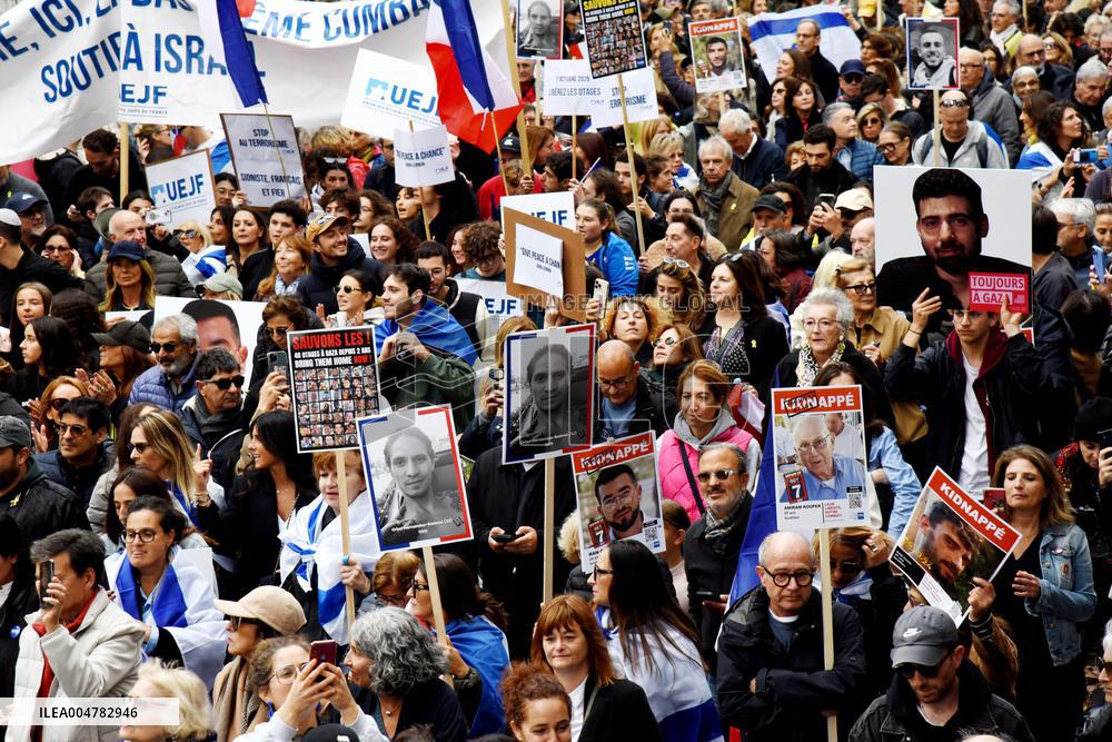 The Tous 7 Octobre Association Organizes A March For Hostages Held By Hamas - Paris
