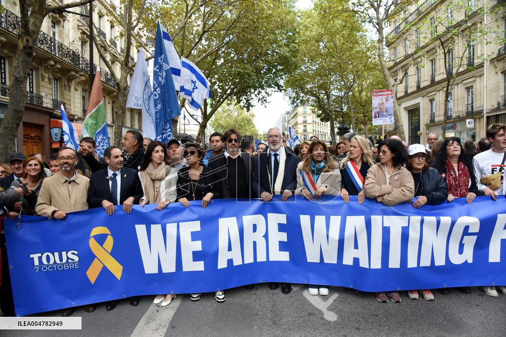 The Tous 7 Octobre Association Organizes A March For Hostages Held By Hamas - Paris