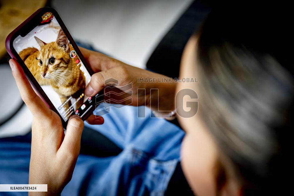 Illustration - A Teenage Girl On Her Cell Phone