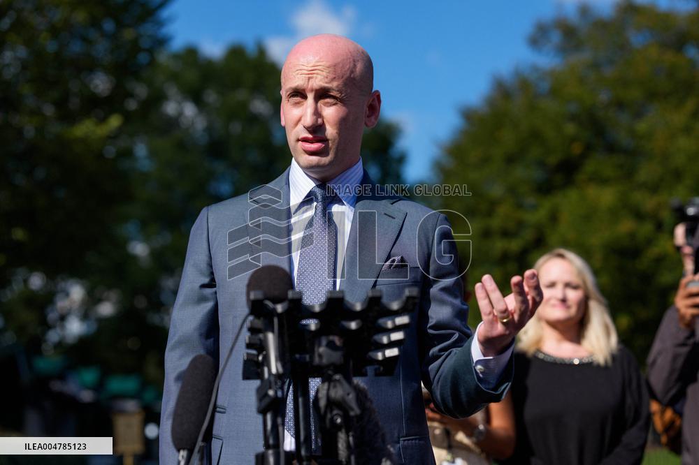 Stephen Miller Speaks to Media outside White House