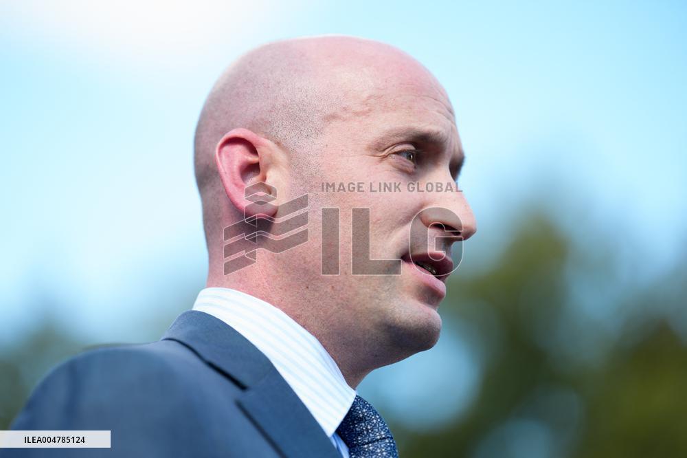 Stephen Miller Speaks to Media outside White House