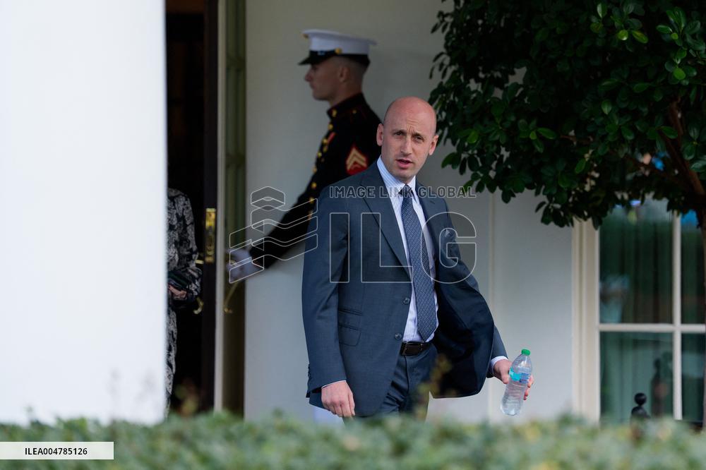 Stephen Miller Speaks to Media outside White House