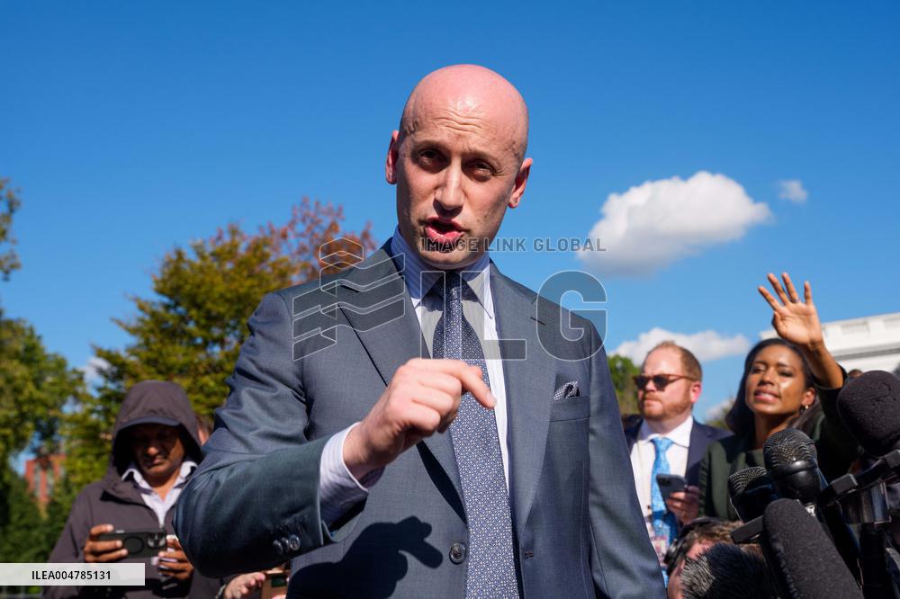 Stephen Miller Speaks to Media outside White House