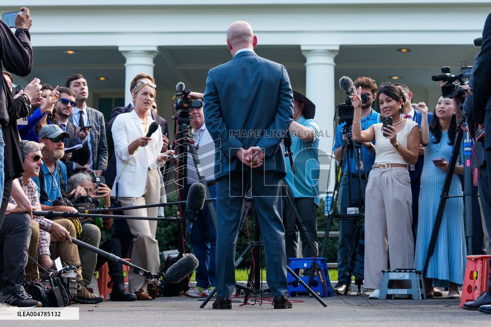 Stephen Miller Speaks to Media outside White House