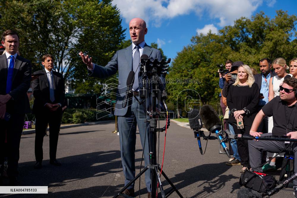 Stephen Miller Speaks to Media outside White House