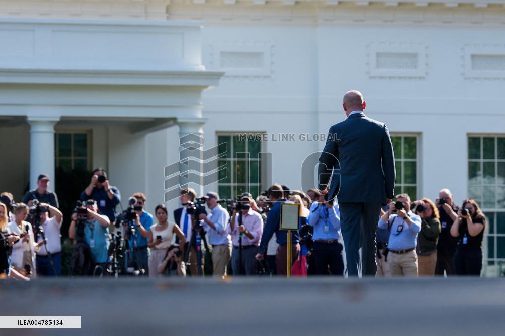 Stephen Miller Speaks to Media outside White House