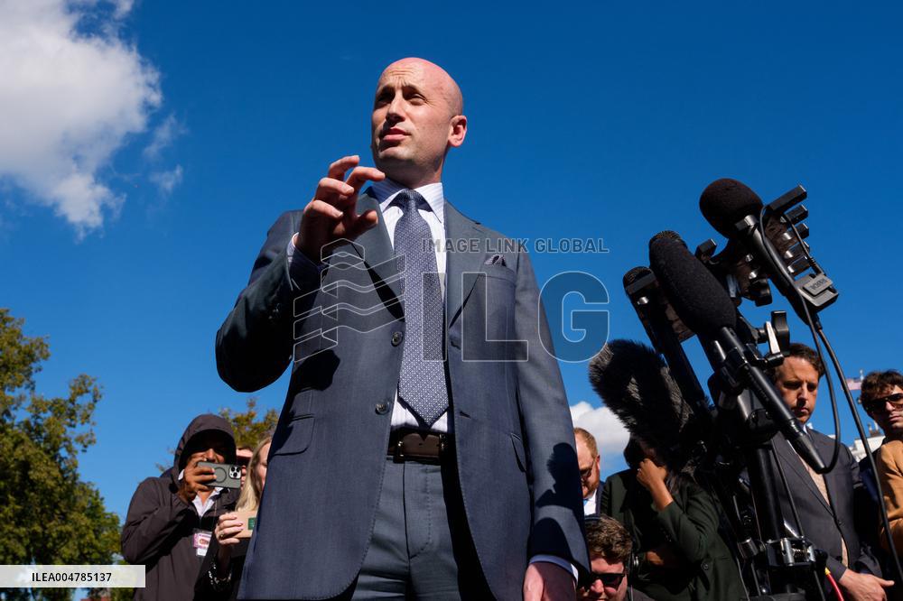 Stephen Miller Speaks to Media outside White House
