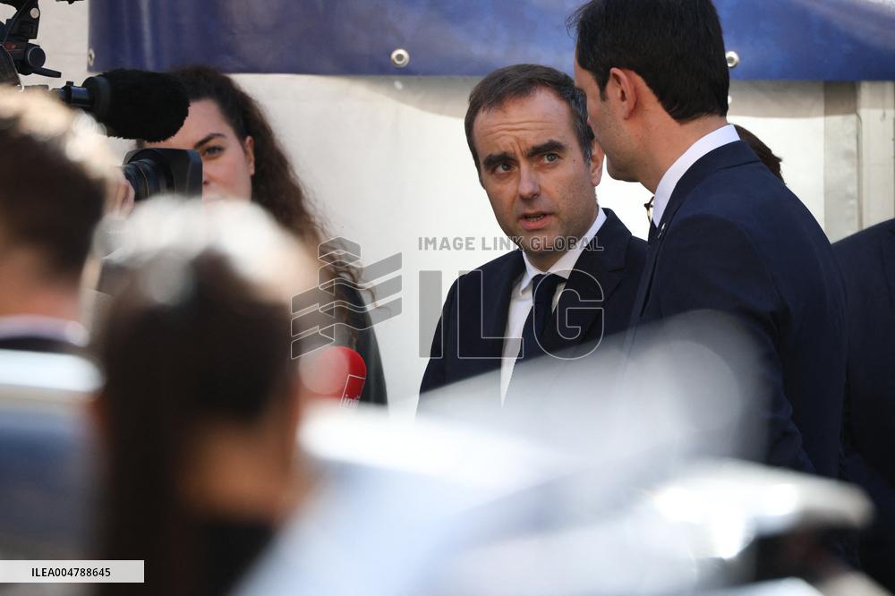 Sebastien Lecornu at Tribute Exhibition to The Victims of The October 7 Attacks - Paris