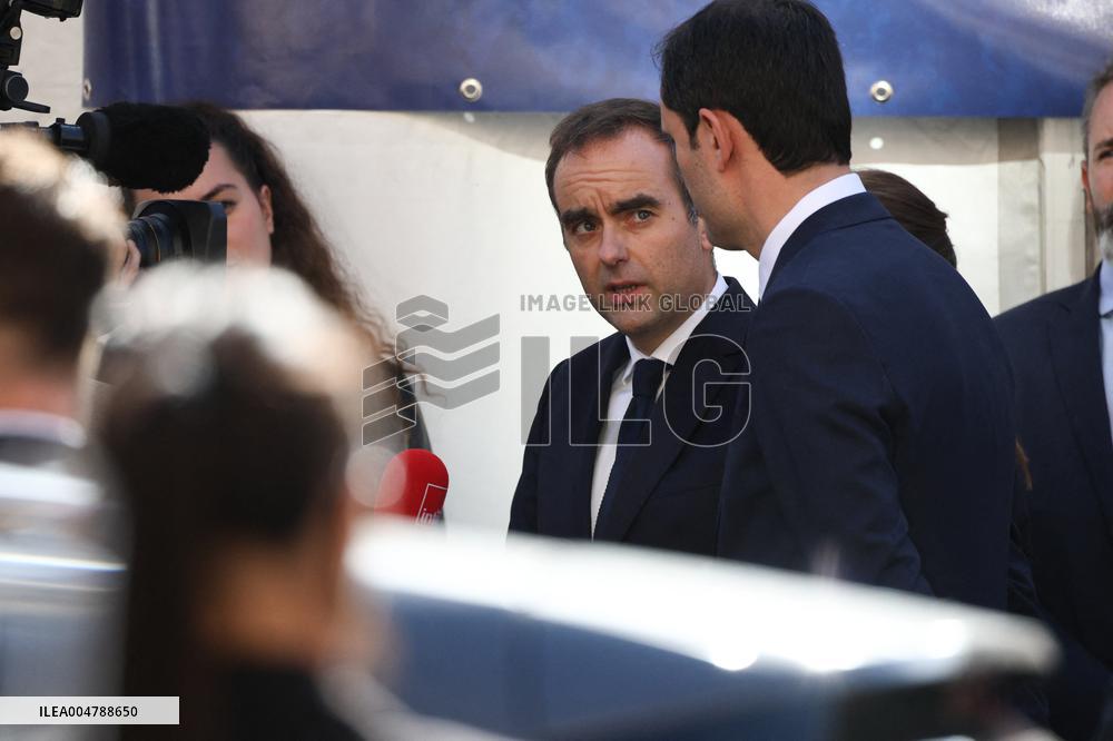 Sebastien Lecornu at Tribute Exhibition to The Victims of The October 7 Attacks - Paris