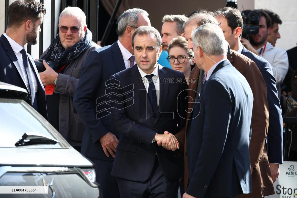 Sebastien Lecornu at Tribute Exhibition to The Victims of The October 7 Attacks - Paris