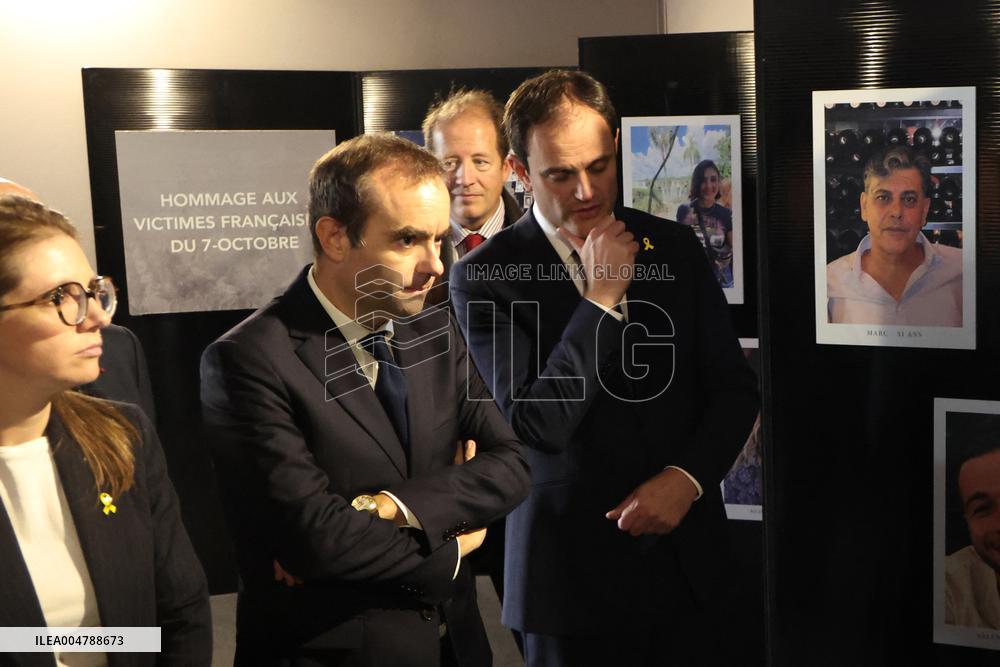 Sebastien Lecornu at Tribute Exhibition to The Victims of The October 7 Attacks - Paris
