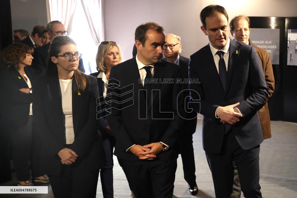Sebastien Lecornu at Tribute Exhibition to The Victims of The October 7 Attacks - Paris