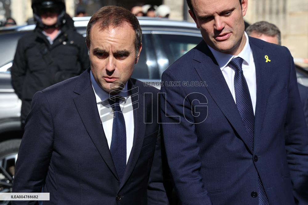 Sebastien Lecornu at Tribute Exhibition to The Victims of The October 7 Attacks - Paris