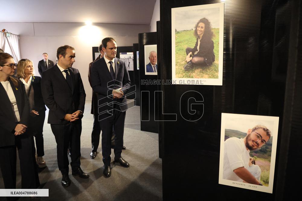 Sebastien Lecornu at Tribute Exhibition to The Victims of The October 7 Attacks - Paris