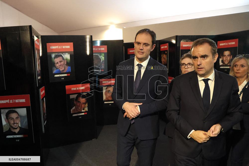 Sebastien Lecornu at Tribute Exhibition to The Victims of The October 7 Attacks - Paris