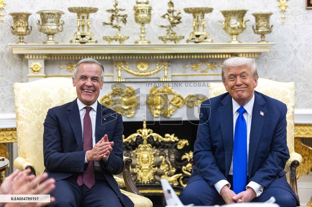US President Donald J. Trump meets with Canadian Prime Minister Mark Carney