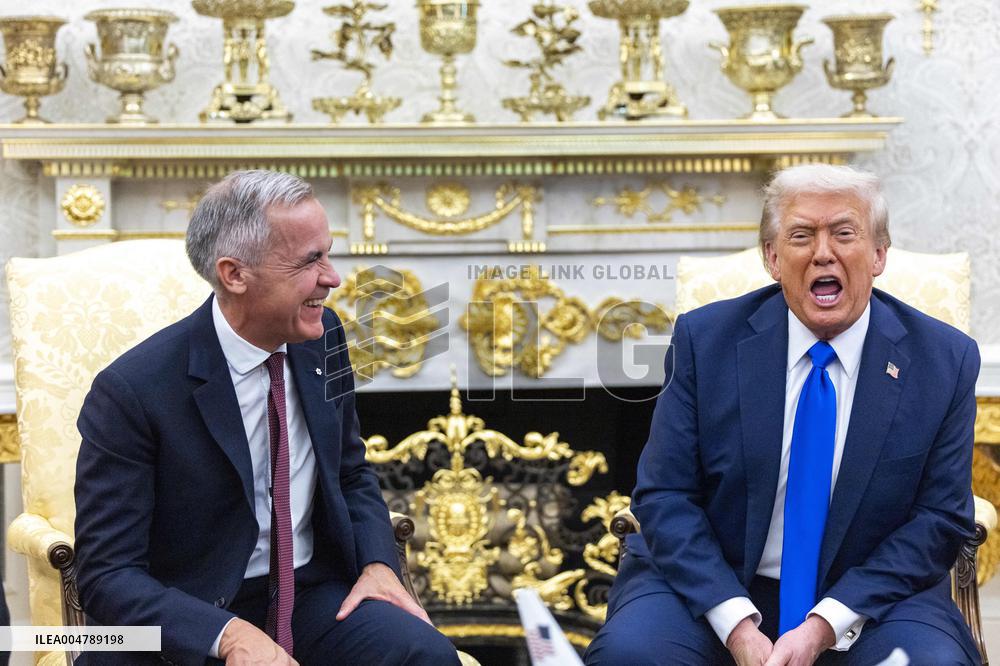 US President Donald J. Trump meets with Canadian Prime Minister Mark Carney