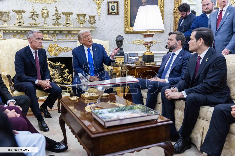US President Donald J. Trump meets with Canadian Prime Minister Mark Carney