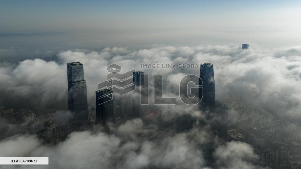 High-rise Buildings Loom in the ASEAN Business District in Nanning