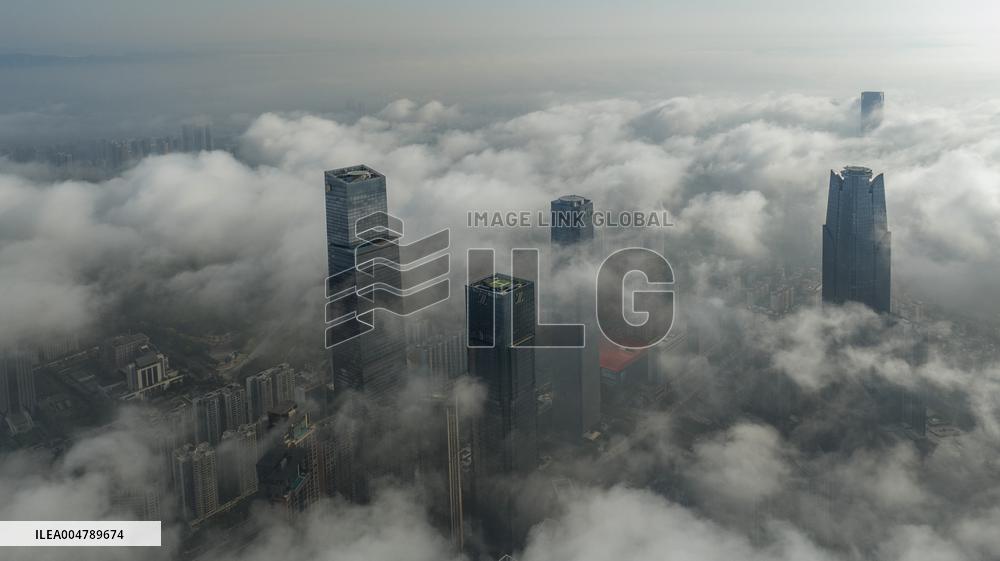 High-rise Buildings Loom in the ASEAN Business District in Nanning