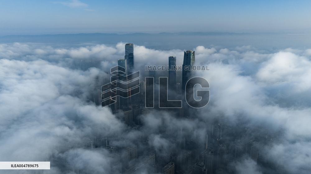 High-rise Buildings Loom in the ASEAN Business District in Nanning