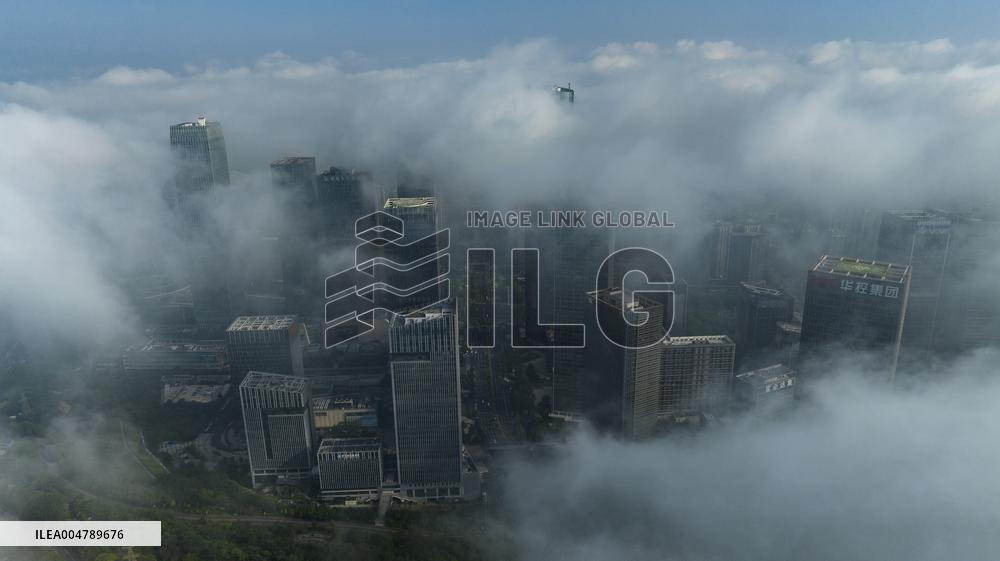 High-rise Buildings Loom in the ASEAN Business District in Nanning