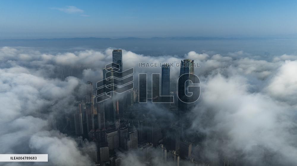 High-rise Buildings Loom in the ASEAN Business District in Nanning