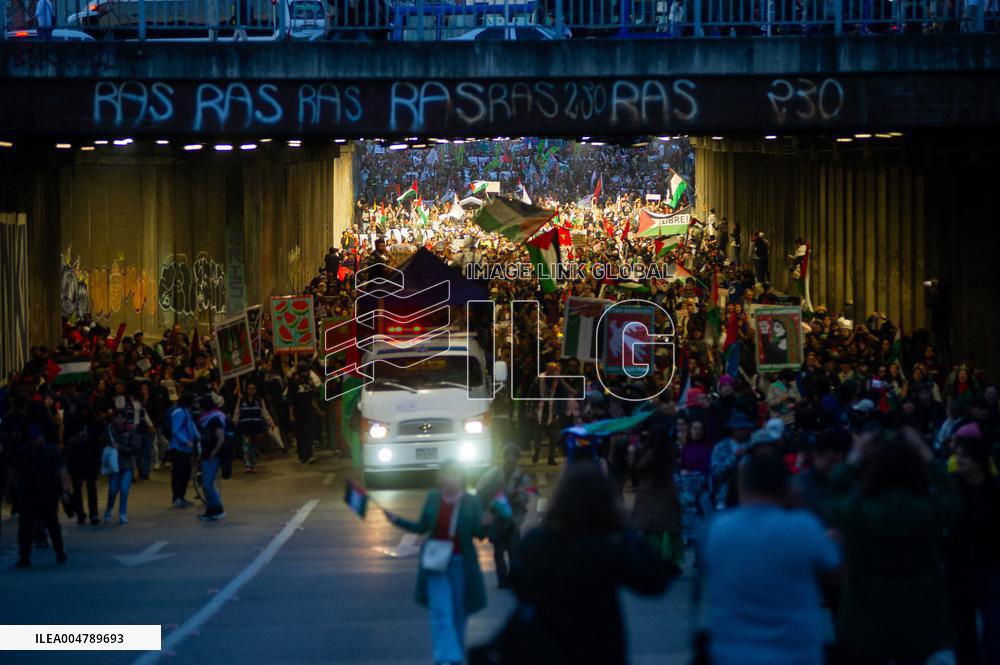 Pro-Palestine Demonstrations on the Two-year Israel Attack by Hamas