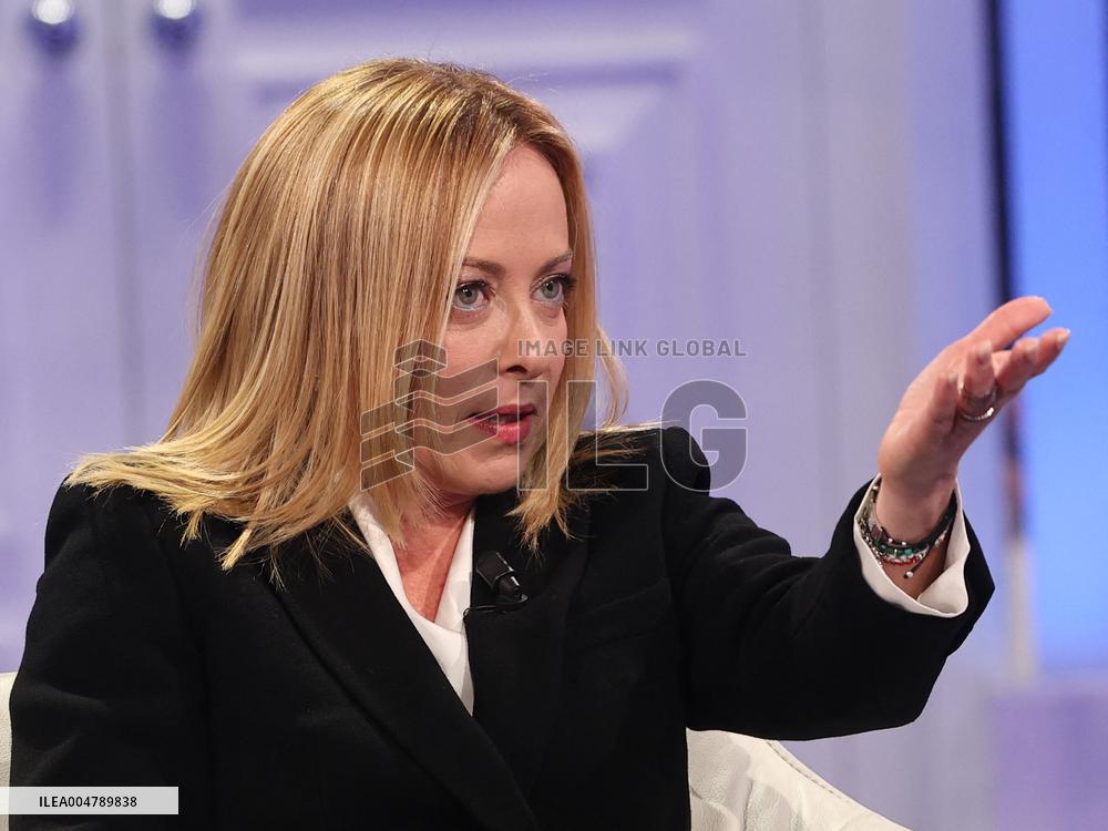 Giorgia Meloni At Porta a Porta TV Show - Rome