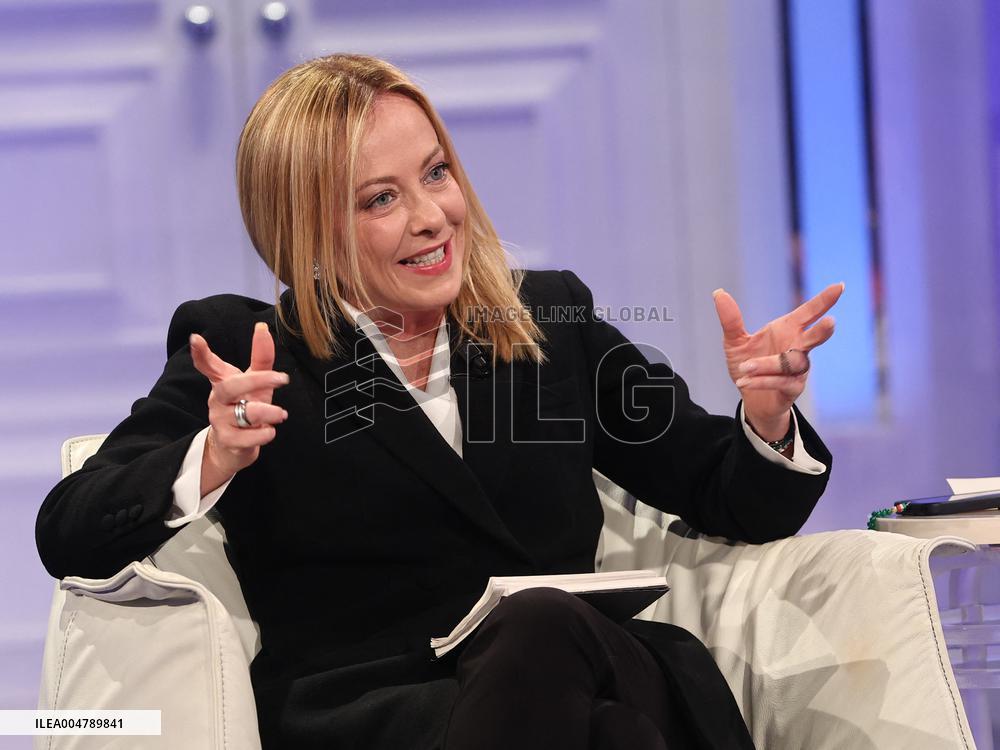Giorgia Meloni At Porta a Porta TV Show - Rome