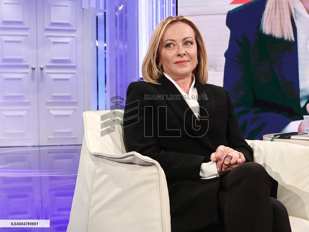 Giorgia Meloni At Porta a Porta TV Show - Rome